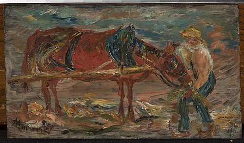 Feeding a horse, 1914, Tadeusz Makowski