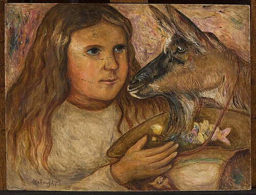 Little girl with a goat, 1919, Tadeusz Makowski