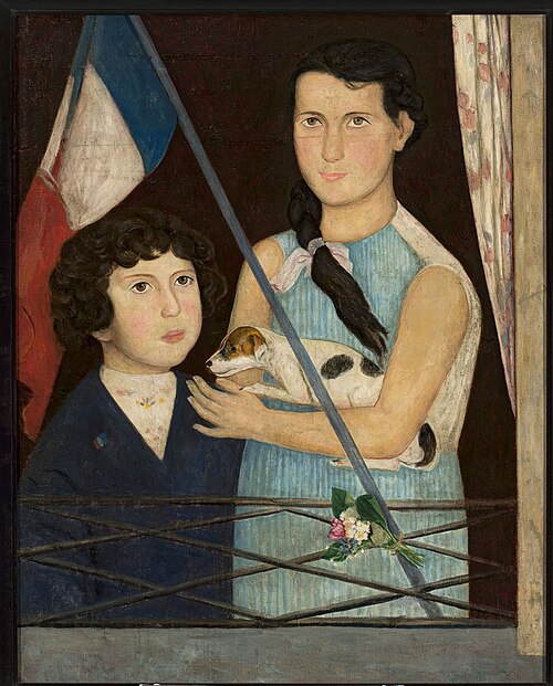 Two children with a French flag, 1920, Tadeusz Makowski