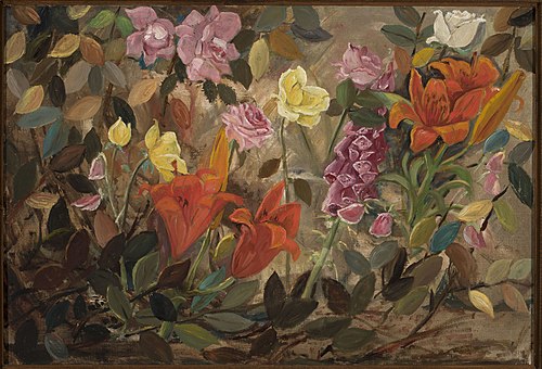 Flowers in a garden, 1920, Tadeusz Makowski