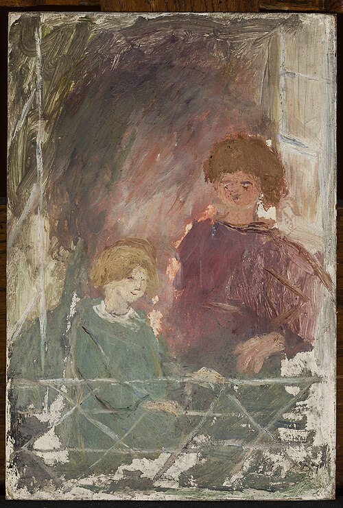 Two children on a balcony, 1920, Tadeusz Makowski