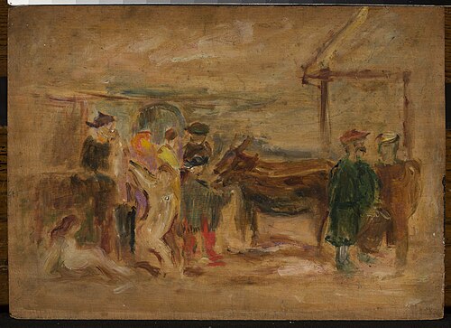 Figural scene with donkeys, 1920, Tadeusz Makowski