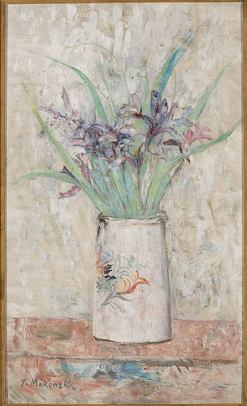 Irises in a white flower-vase, 1920, Tadeusz Makowski