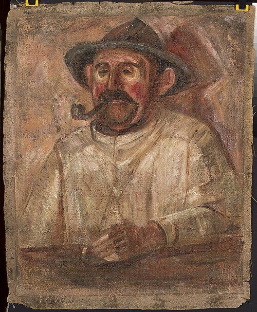 Bust of a man in a hat with a pipe, 1921, Tadeusz Makowski