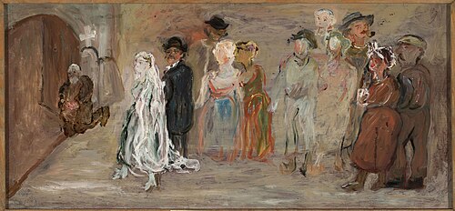 Wedding procession in front of a church, 1921, Tadeusz Makowski