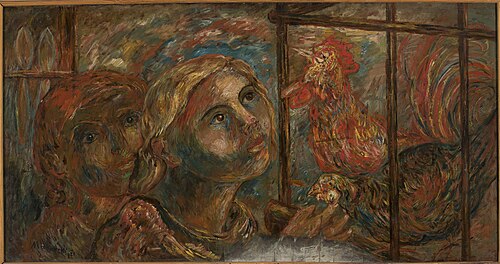Children and roosters, 1921, Tadeusz Makowski