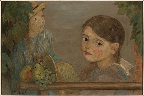Little girls with grapes, 1922, Tadeusz Makowski