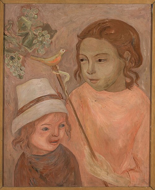 Dzieci z ptaszkiem na drążku, 1922, Tadeusz Makowski