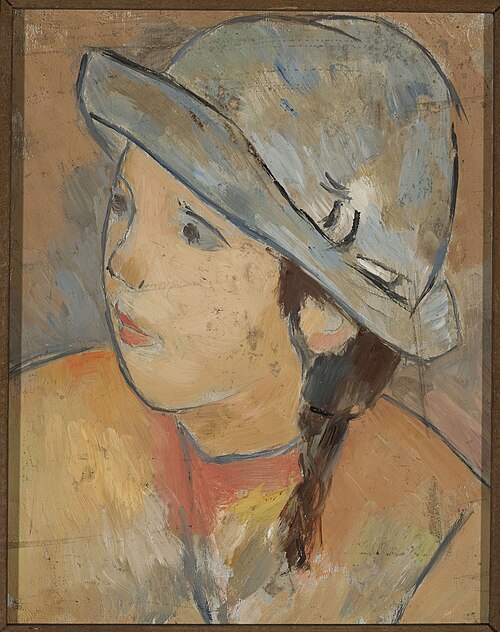 Głowa dziewczynki w niebieskim kapeluszu, 1922, Tadeusz Makowski