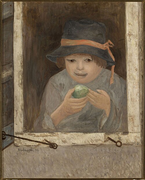 Dziewczyna z jabłkiem w oknie, 1922, Tadeusz Makowski