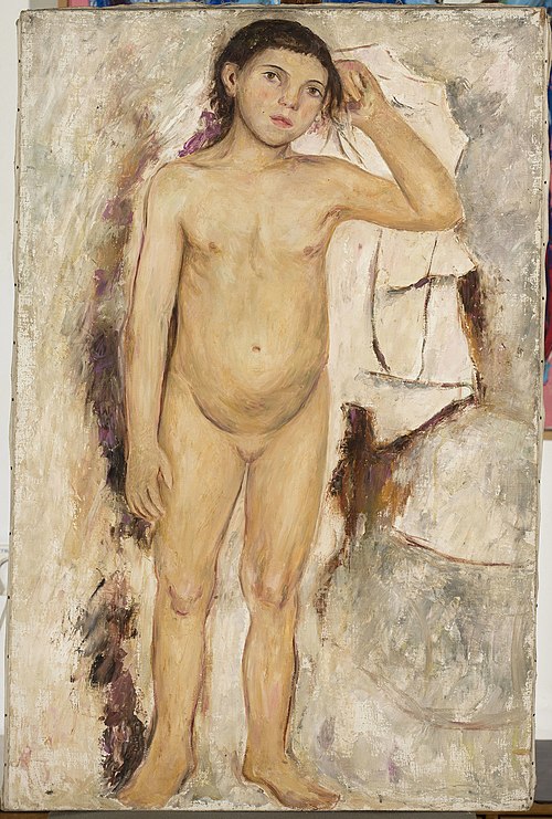 Nude little girl with a raised hand, 1923, Tadeusz Makowski