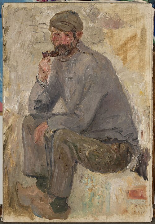 Sitting fisherman with a pipe, 1924, Tadeusz Makowski