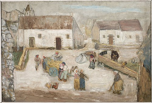 Work in a farmstead, 1924, Tadeusz Makowski
