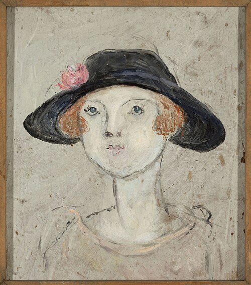 Głowa kobiety w czarnym kapeluszu, 1925, Tadeusz Makowski