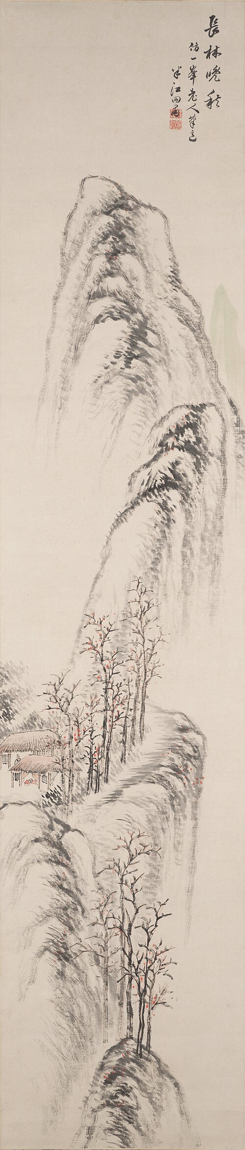 Tall Trees on an Autumn Evening, , Okada Hankō