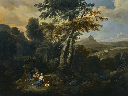 Landscape with Diana and her nymphs, , Johannes Glauber