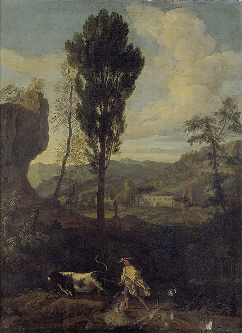 Arcadian landscape with Mercury and Io, 1703, Johannes Glauber