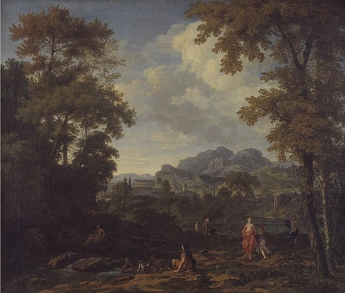 Classical Landscape with Diana (?) and her Nymphs, 1693, Johannes Glauber