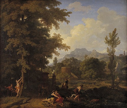 Classical Landscape with Diana (?) and her Nymphs, 1685, Johannes Glauber