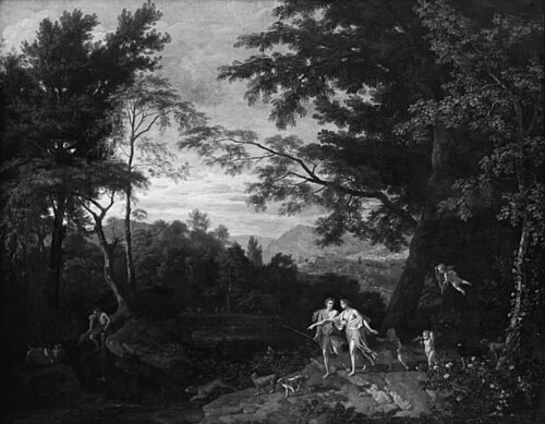 Landscape with Venus and Adonis, 1693, Johannes Glauber