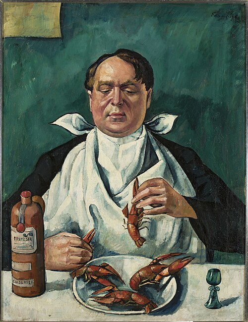 Man eating crayfish (Portrait of Karol Szuster), 1919, Roman Kramsztyk