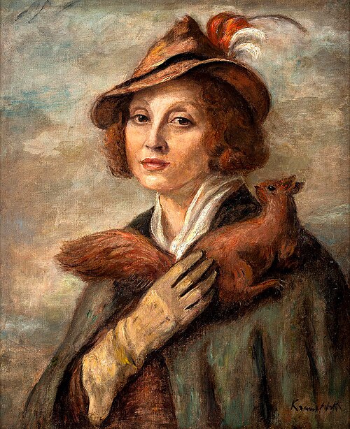 Dama z wiewiórką (Portret Marii Brydzińskiej-Potockiej), 1935, Roman Kramsztyk