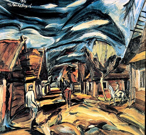 The Village of Yasky, Russia, 1916, Peter August Böckstiegel