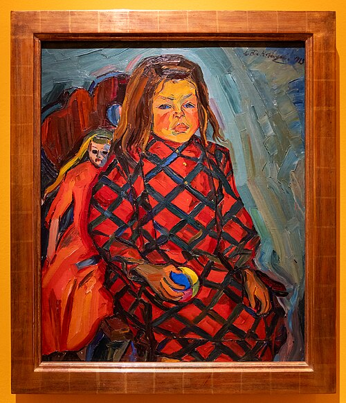 Mädchen mit roter Puppe, 1915, Peter August Böckstiegel