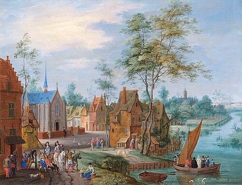 A Flemish Village with a River View, , Pieter Gysels