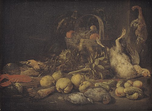 Still Life with Fruit and Birds, 1663, Pieter Gysels