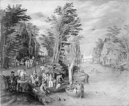 Village at a River, 1663, Pieter Gysels