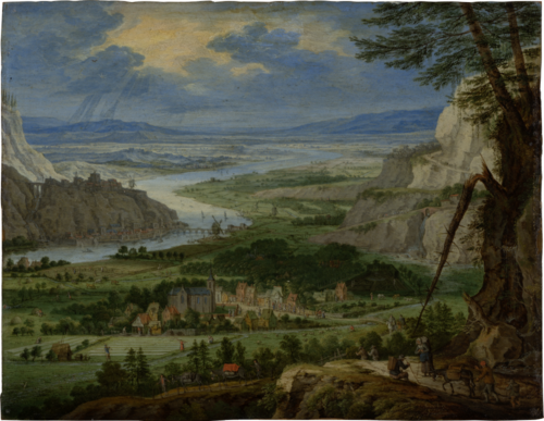 River Landscape with Travelers, 1675, Pieter Gysels