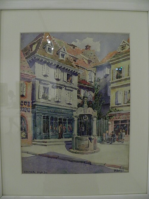 Colmar, puits place des Dominicains, 1934, Hansi