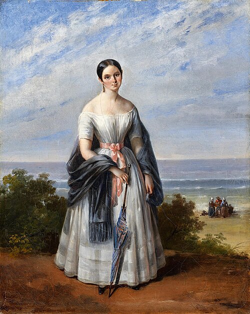 Portrait de la comtesse d'Espinay dans un paysage, 1832, Hortense Haudebourt-Lescot