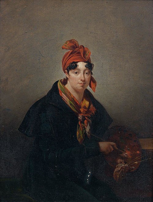 Autoportrait à la palette, , Hortense Haudebourt-Lescot