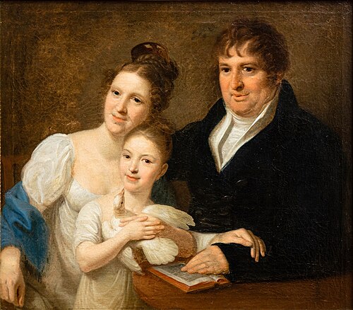 Portret Józefa Wierzyńskiego z żoną i córką (Portret rodziny Wierzyńskich)., 1825, Józef Peszka