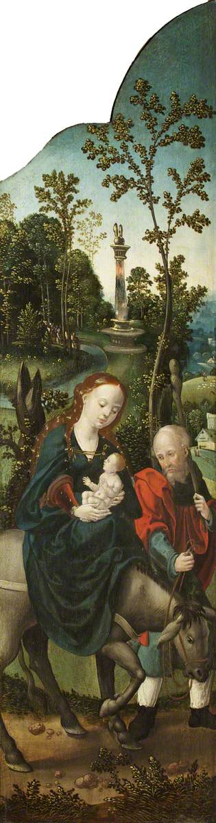 The Flight into Egypt (triptych, right wing), 1518, Jan van Dornicke