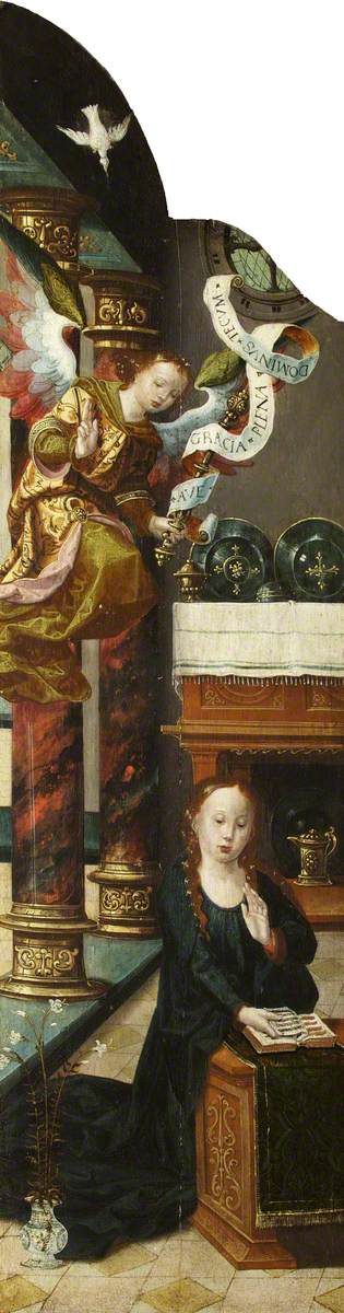 The Annunciation (triptych, left wing), 1518, Jan van Dornicke