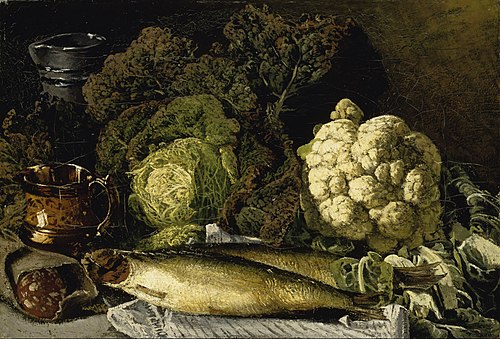 Still Life with Vegetables and Fish, 1876, Fanny Churberg
