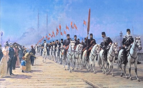 Ertuğrul Süvari Alayı Köprüde (1901), 1901, Fausto Zonaro