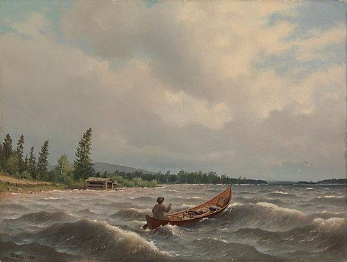 A Savo Boat on a Lake, 1879, Ferdinand von Wright