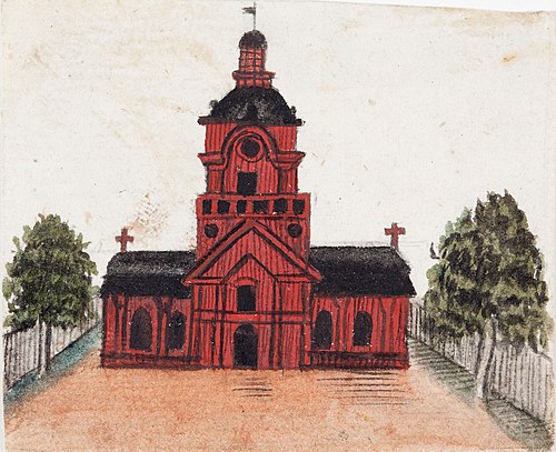 En röd kyrka, , Ferdinand von Wright
