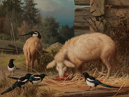 Pigs and Magpies, 1875, Ferdinand von Wright