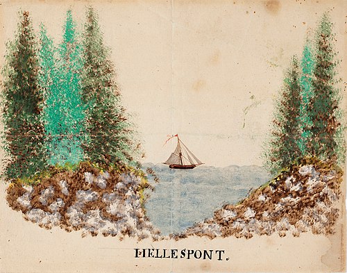 Segelbåt på havet. "Hellespont", , Ferdinand von Wright