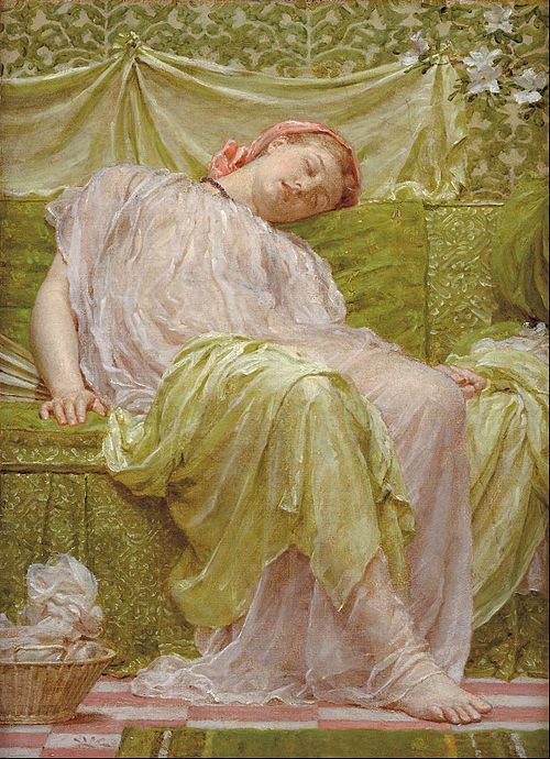 A workbasket, 1879, Albert Joseph Moore