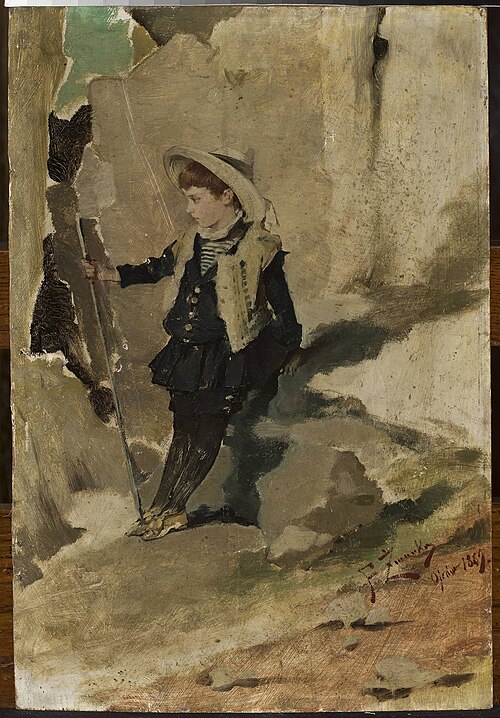 Ojców – Boy against the rocks, 1889, Franciszek Żmurko
