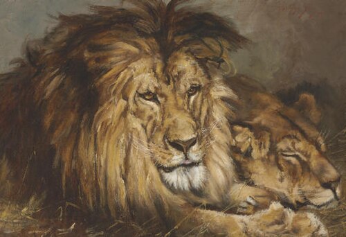 Skizze für 'Löwe und Löwin', 1899, Géza Vastagh