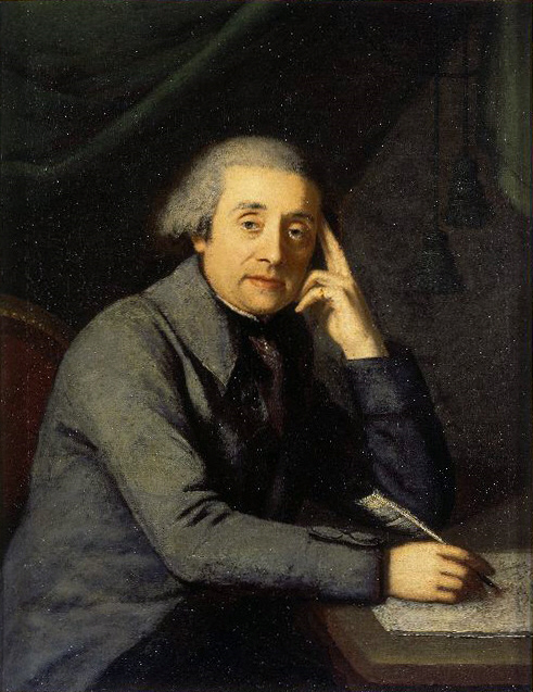 Herrenporträt von Ratsherr Dr. med. Diethelm Lavater mit Feder in der Rechten, 1791, Felix Maria Diogg