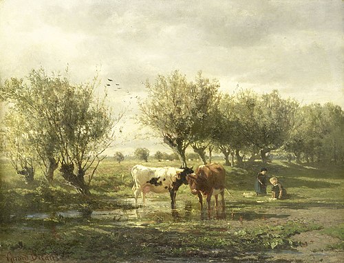 Cows at a pond, 1860, Gerard Bilders