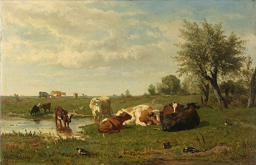 Cows in the meadow, 1861, Gerard Bilders